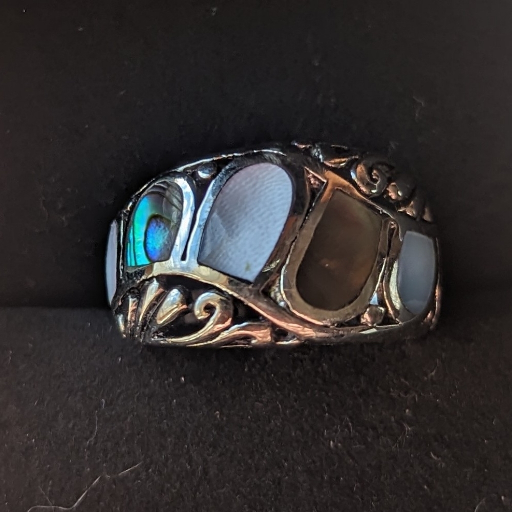 Abalone and .925 sterling silver ring, size 6.5